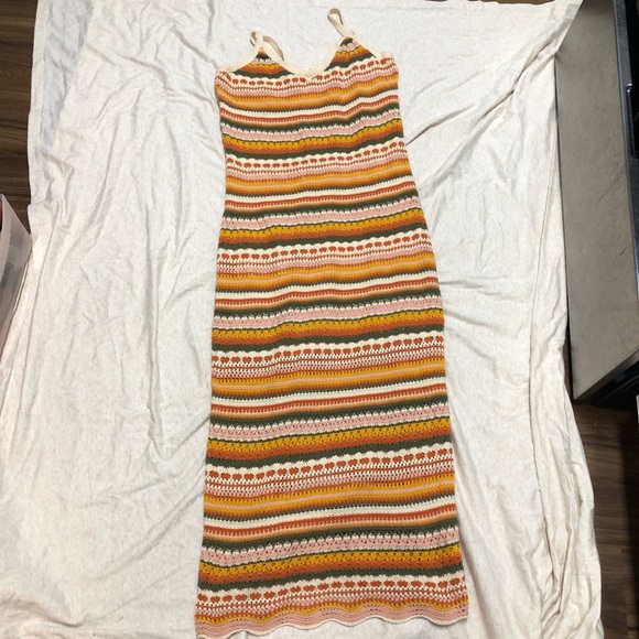 Altar'd State Dresses & Skirts - NWT Altar’d State Crochet Stripe Dress Cottagecore Festival Bohemian Sleeveless